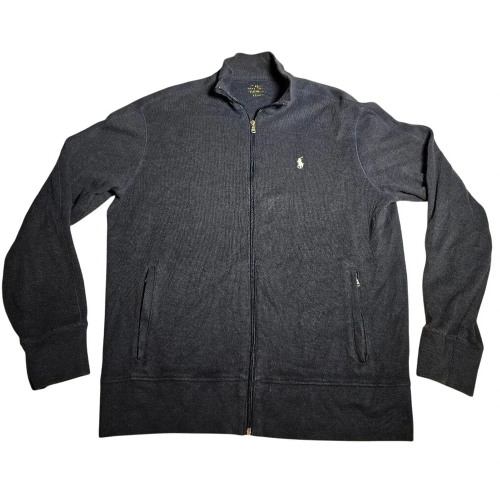 Polo Ralph Lauren Performance Mens Large Navy Blue Full Zip Mock Neck Jacket